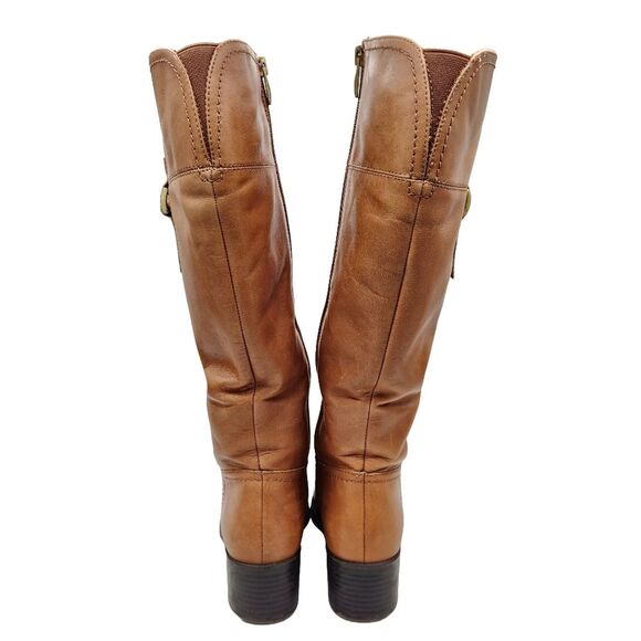 Franco Sarto Lizbeth Tan Leather Tall Boot Wide Calf Side Zipper Women's Size 6 - Picture 3 of 9